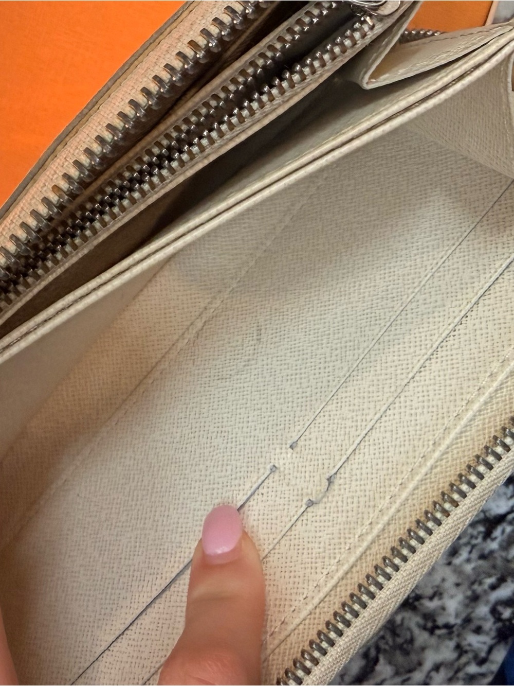Louis Vuitton Cream Epi Zip Wallet with Silver Hardware - Picture 13 of 16